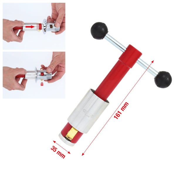 Abflussstopfen Montage Werkzeug mit den Maßen 161 mm und 35 mm