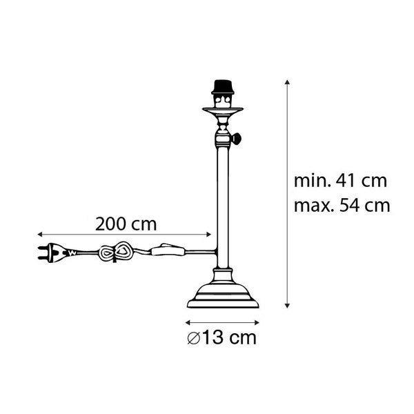 Klassische Tischlampe schwarz ohne Schirm verstellbar - Accia