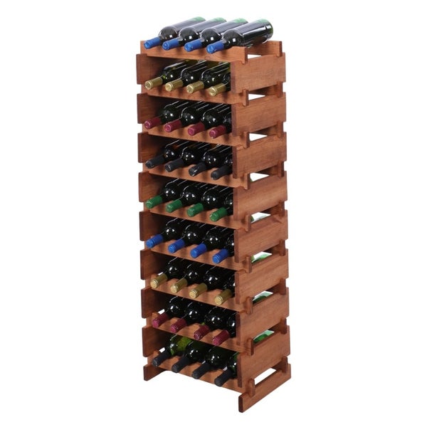 Weinregal VINOTECA FLEX PRO HxBxT 121x46x28cm 36 Flaschen auf 9 Ebenen Massives Kiefernholz Braun geölt