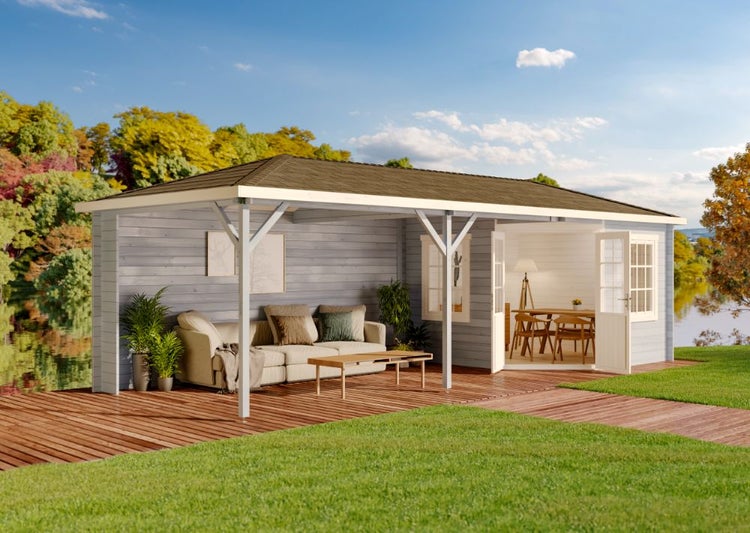 Alpholz Gartenhaus Mississippi-40 aus Massiv-holz, Gerätehaus mit 40 mm Wandstärke, Garten Holzhaus inklusive Montagematerial, Geräteschuppen Größe: 795 x 302 cm