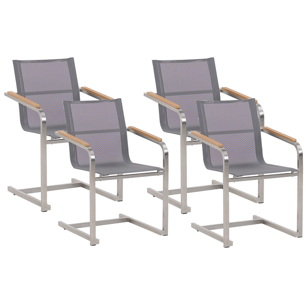 Gartenstuhl 4er Set COSOLETO Edelstahl Grau