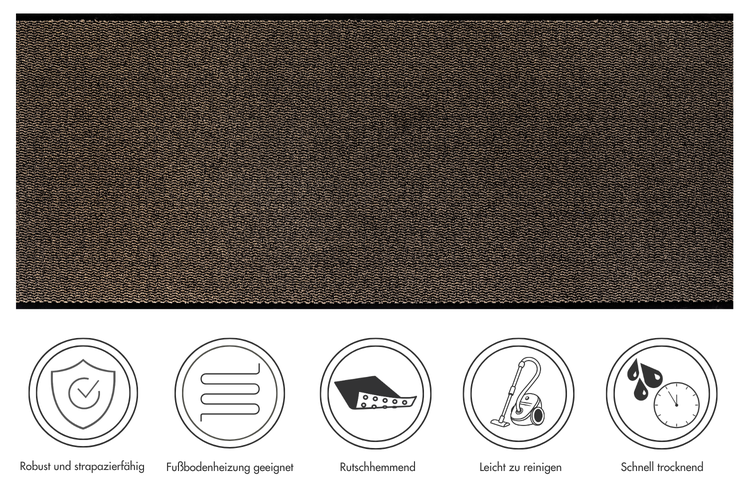 Fußmatte Easy Läufer 90 x 250 cm in Braun