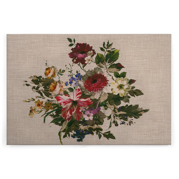 Wandbild auf Leinwand mit klassischem Blumenstraußmotiv in Ölmalerei Optik auf strukturiertem Untergrund.