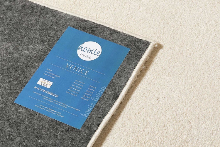 Teppich Beige Creme Kurzflor weich & soft Venice Homie Living 80x150 cm
