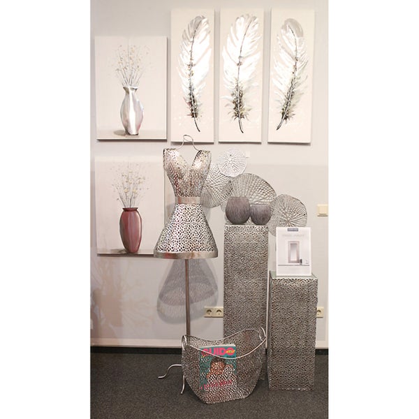 Säule GILDE Säulen Höhe 70cm Breite 27cm silberfarben Glas, Metall