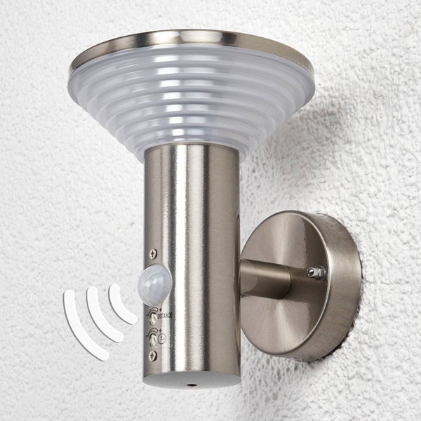 Lindby Edelstahl LED Wandlampe aussen mit Bewegungsmelder, Wandleuchte außen Außenleuchte IP44 Außenlampe Außenwandleuchte Garten Gartenlampe