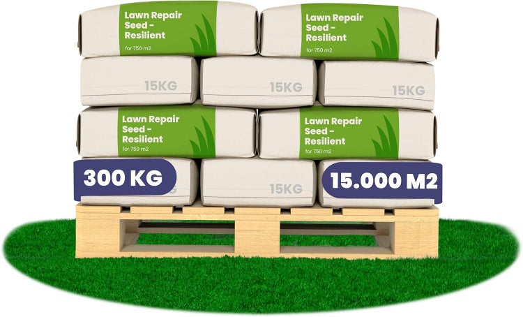 Palette mit Rasensamen zur Rasenreparatur, geeignet für 15.000 Quadratmeter, Gesamtgewicht 300 Kilogramm