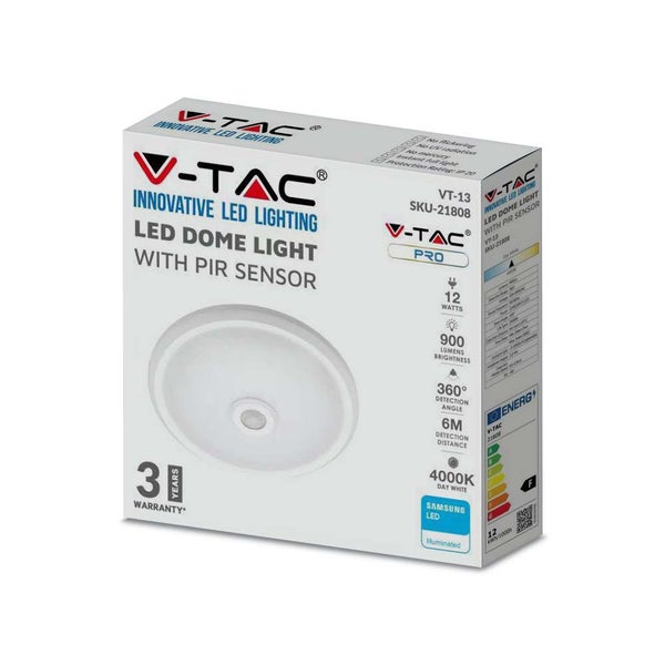Verpackung einer V-TAC LED Deckenleuchte mit PIR Sensor für innovative LED-Beleuchtung