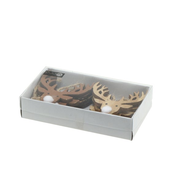 Dekorative Elch Anhänger aus Holz in Verpackung