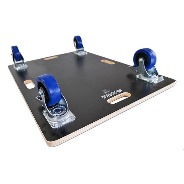 Rollbrett mit vier blauen Rollen