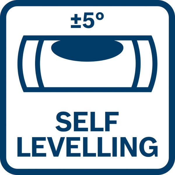 Symbol für Selbstnivellierung mit einer Toleranz von plus minus 5 Grad