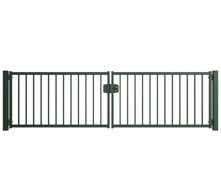 Doppelflügeltor aus Metall mit Schloss