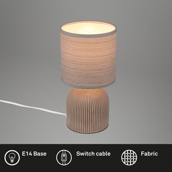 Tischlampe Tischleuchte Wohnzimmer Schlafzimmer Stoffschirm Keramikfuß
