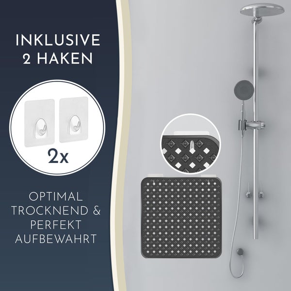 Homerella® Duschmatte rutschfest - 100% BPA frei - Inkl. 2 Haken zum Aufhängen 53x53cm - Antirutschmatte Dusche hautsensitiv & schimmelresistent - Duscheinlage maschinenwaschbar