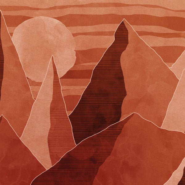 Illustration einer Berglandschaft mit Sonne