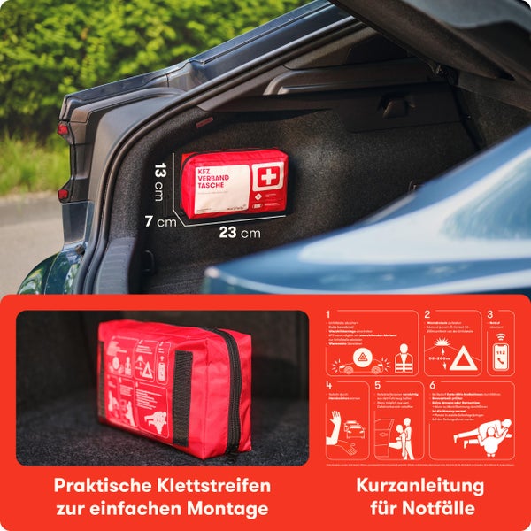 PURAHELP KFZ Verbandstasche nach aktueller Norm 2024 DIN 13164 (StVO konform) - Inkl. Beatmungstuch - Erste Hilfe Set Auto Verbandskasten Auto 2024