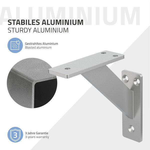 ML-Design 4 Stück Regalhalterung 120x120 mm, Silber, Aluminium, Schwebende Regalhalterungen, Regalwinkel, Wandhalterung für Regalbrett, Regalträger für Wandmontage, Wandregal Wandkonsole Regalstütze