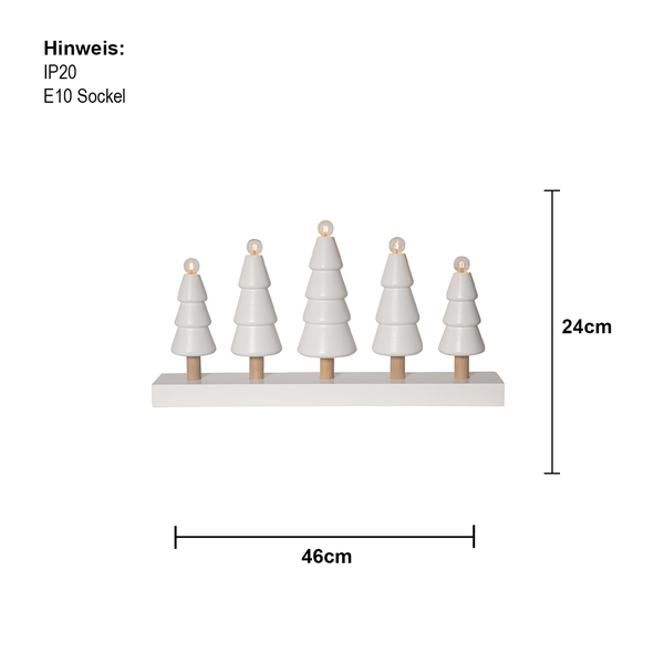 Weihnachtsbaum Lichterbogen mit fünf LED Bäumen, 46 Zentimeter breit und 24 Zentimeter hoch