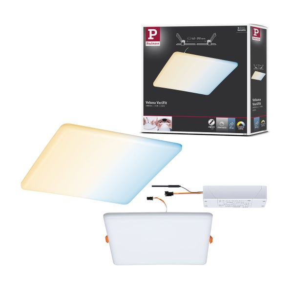VariFit LED Einbaupanel Smart Home Zigbee 3.0 Veluna IP44 eckig 215x215 mm 17W 1300lm Tunable White Satin dimmbar