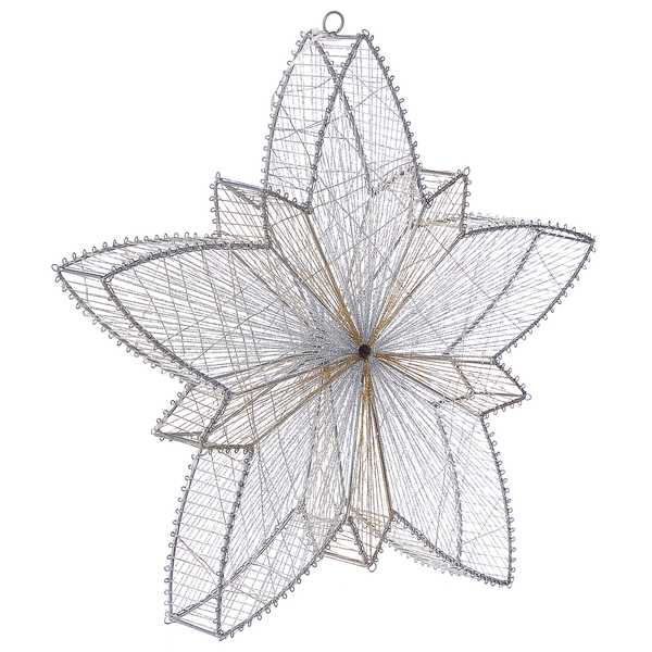 LED-Drahtstern mit fünf Zacken aus Metallgeflecht, Weihnachtsdekoration zum Aufhängen.