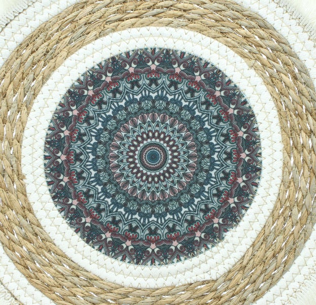 FRANK FLECHTWAREN | Untersetzer Mandala, TEXTIL, SEEGRAS, Ø 38 cm