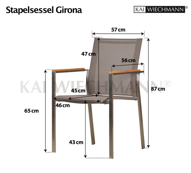 Teak Edelstahl Gartenstuhl stapelbar Stapelstuhl modern premium