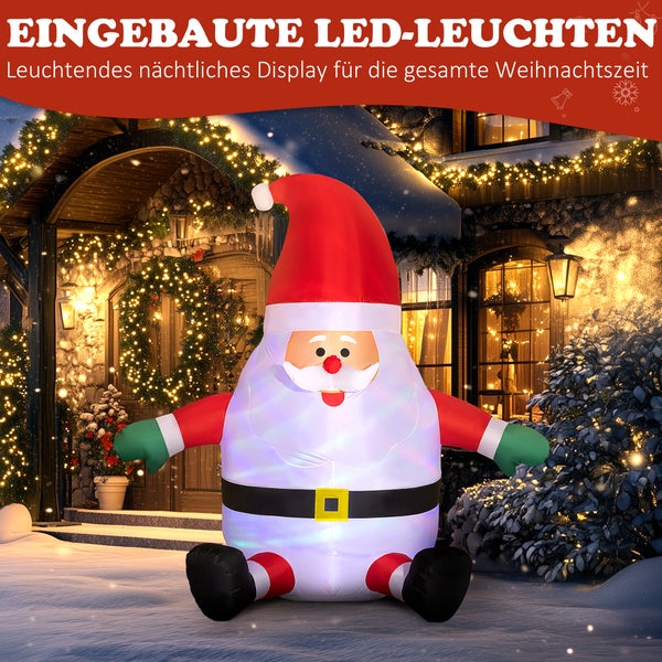 Outsunny aufblasbarer Weihnachtsdeko, 1,83 m Weihnachtsmann mit rotierender Lichtkugel, Gartendeko, LED-Beleuchtung, Selbstaufblasende Weihnachtsbeleuchtung für Innen- und Außenbereich