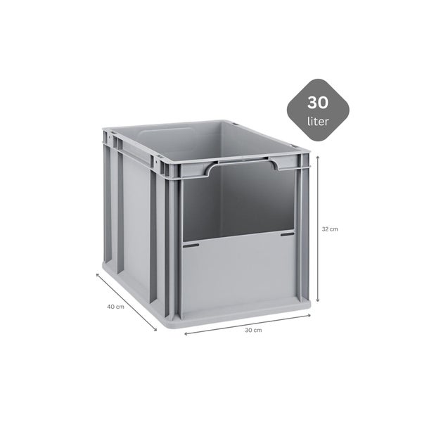 PROREGAL SparSet 5x Eurobox NextGen Insight HxBxT 32 x 30 x 40 cm 30 Liter Front Offen Eurobehälter Transportbox