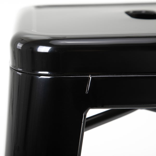 HOMCOM Barhocker 4er Set, Barstuhl mit Fußstütze, Küchenstühle aus Metall Stapelbar Tresenhocker Hocker für Küche, Wohnzimmer, Esszimmer Schwarz