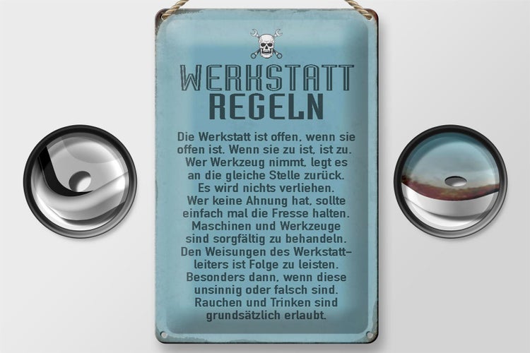 Blechschild Spruch 20x30cm Werkstatt Regeln Werkstatt