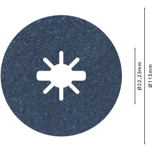 Schleifscheibe mit den Maßen Durchmesser 22,23 Millimeter und Durchmesser 115 Millimeter