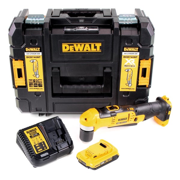 DeWALT Akku-Winkelbohrmaschine 18 Volt mit Akku, Ladegerät und TSTAK-Werkzeugkoffer.