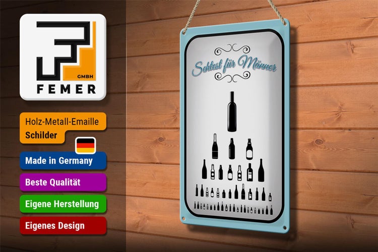 Blechschild Spruch 20x30cm Sehtest für Männer Bier Alkohol