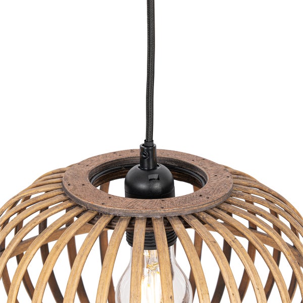 Hängelampe aus Holz mit Fassung und Leuchtmittel