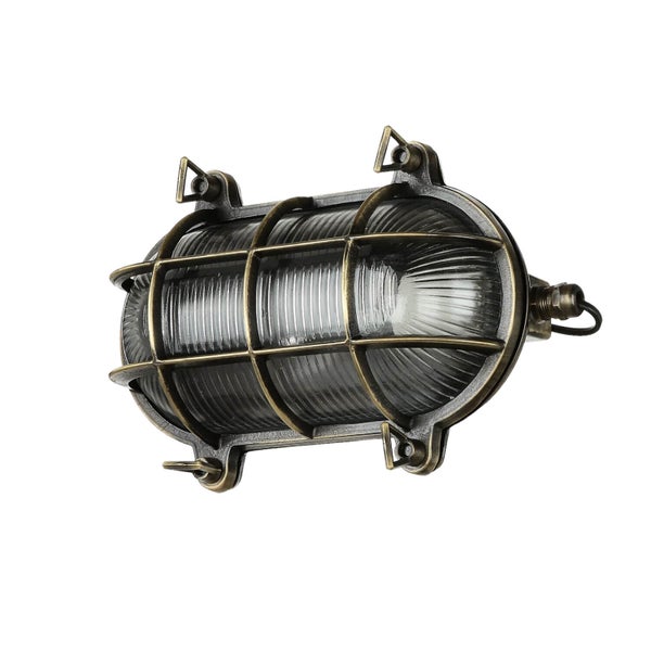 Ovale Wandleuchte mit Schutzgitter für den Aussenbereich