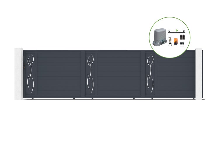 Schiebetor 5m LIFE H.160cm Aluminium + TANKER C600 Motorisierung