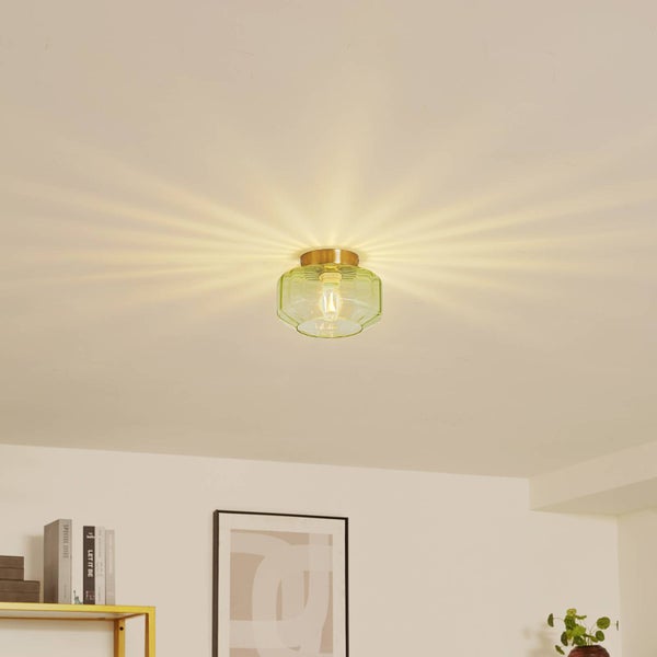 Lindby Deckenlampe Hildur in Grün aus Glas (1 flammig, E27) - Deckenleuchte Lampe Wohnzimmerleuchte