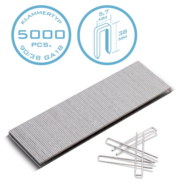 STAHLWERK Heftklammern Typ 90 (1,25 x 1,0 mm) mit 38 mm Länge im 5000er Set