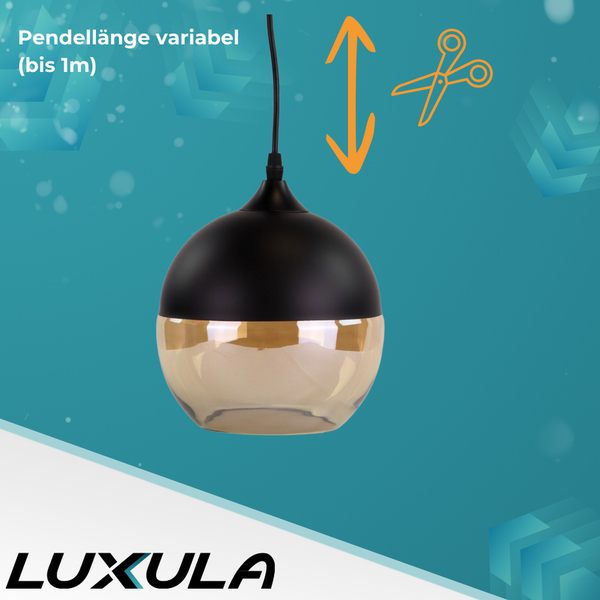 Pendelleuchte mit variabler Pendellänge und Luxula Logo