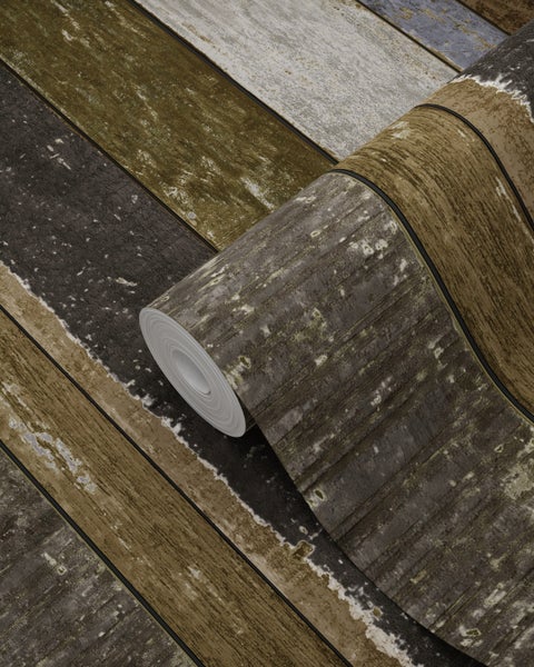 Tapetenrolle mit Holzplanken-Motiv
