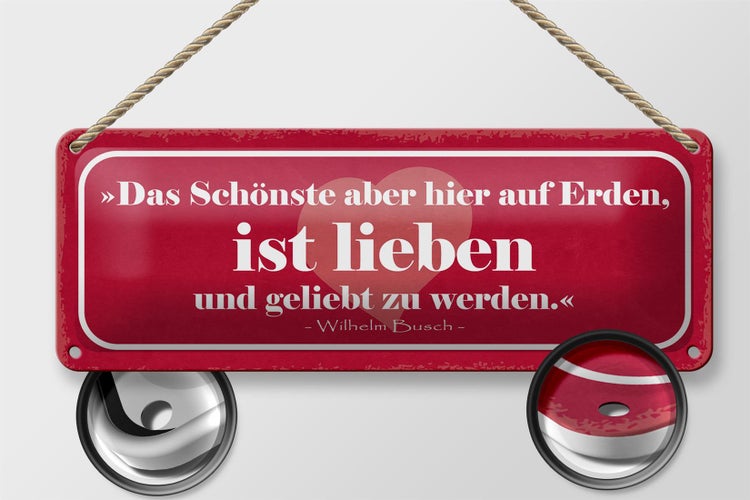 Blechschild Spruch 27x10cm das Schönste ist lieben und Dekoration