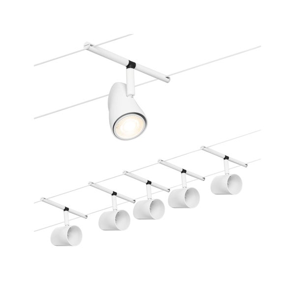 CorDuo Seilsystem Cup Basisset GU5,3 max. 5x10W 230/12V Weiß matt, Chrom
