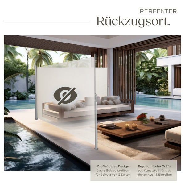 Doppel-Seitenmarkise tectake  180 x 600 cm aus Aluminium beige