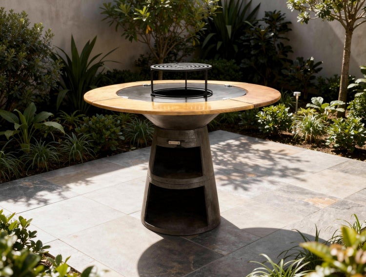 Grilltisch mit Ablageflächen im Garten