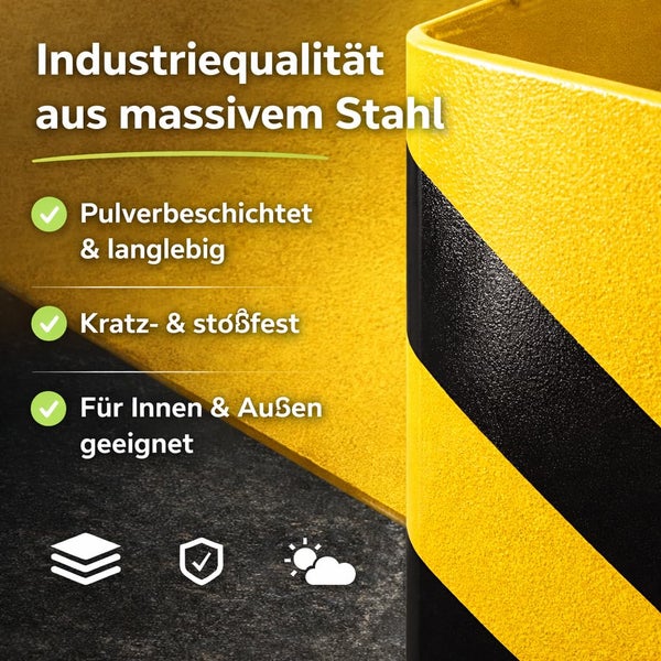 Industriequalität aus massivem Stahl, pulverbeschichtet, langlebig, kratzfest und stoßfest, für innen und außen geeignet.