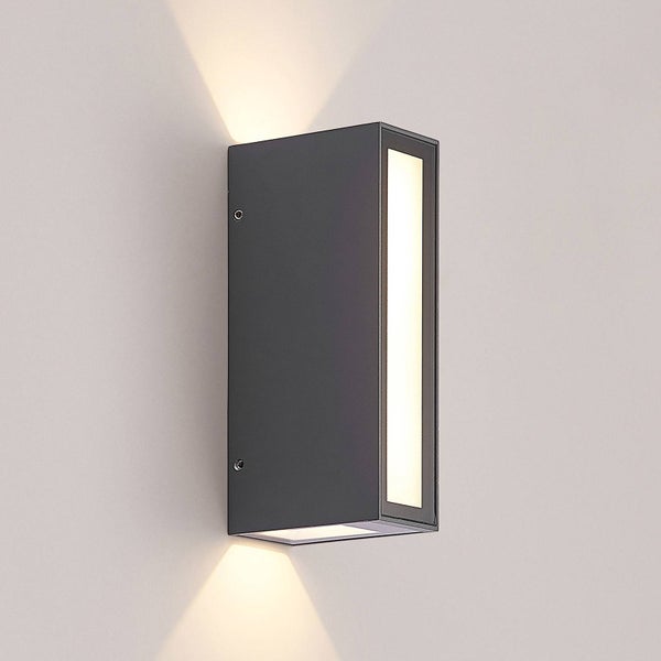 PRIOS LED Wandleuchte außen Loriava (spritzwassergeschützt (Modern) in Alu aus Aluminium (1 flammig, ) - Außenwandleuchten Wandlampe Led Außenlampe Outdoor für Außenwand/Hauswand