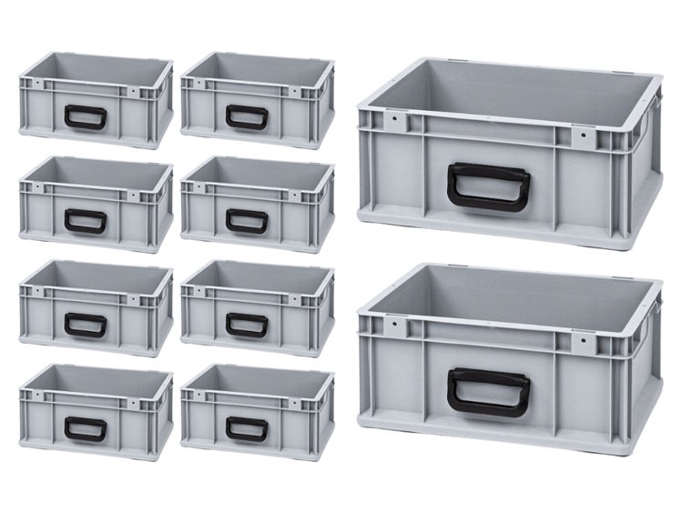 PROREGAL Spar Set 10x Eurobox Nextgen Portable Uno HxBxT 17 x 30 x 40 cm 16 Liter Eurobehälter Transportbox Transportbehälter Stapelbehälter