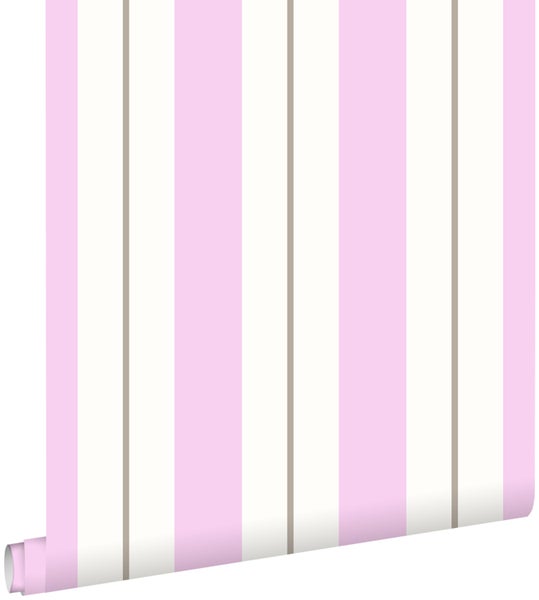 ESTAhome Tapete Streifen Rosa und Braun - 53 cm x 10.05 m - 136412