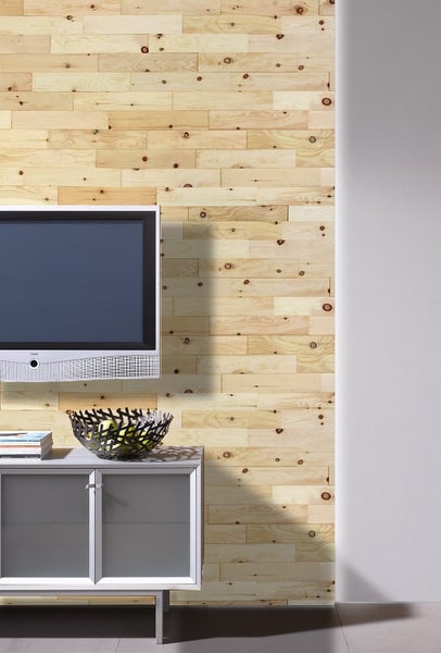 wodewa Wandverkleidung Holz 3D Optik Zirbe natur, 400 1m² Wandpaneele Moderne Wanddekoration Holzverkleidung Holzwand Wohnzimmer Küche Schlafzimmer