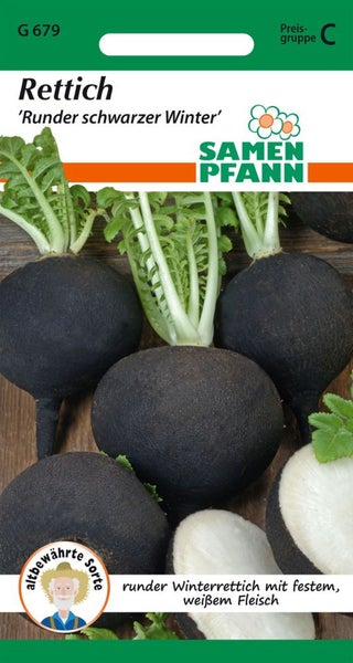 Samenpackung Winterrettich, Sorte 'Runder schwarzer Winter'